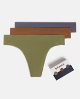 SPANXsmooth™ Fit-To-You Supima® Cotton Thong 3-Pack Box Olive Leaf/Walnut/Earth Stone