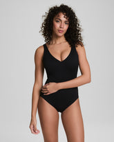 SPANXshape™ Swim Pique Plunge One-Piece Very Black