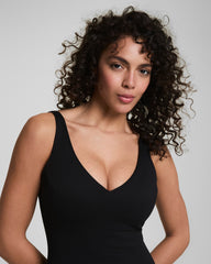 SPANXshape™ Swim Pique Plunge One-Piece Very Black