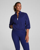 SPANX® Get Moving Textured Half Zip Midnight Iris