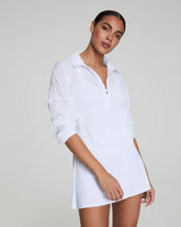 SPANX® Get Moving Textured Half Zip Vivid White