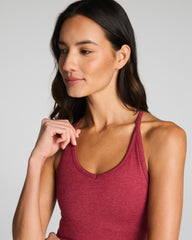 SPANXsupersmooth™ SoftStretch Rib V-Neck Shelf Tank Red Merlot Heather