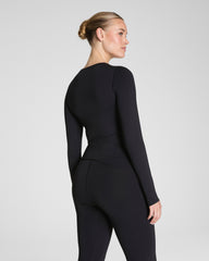 SPANXshape™ Get Moving Long Sleeve Top with SecretSweat Tech Eclipse