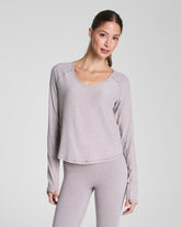SPANX® SoftStretch V-Neck Long Sleeve Top Coastal Fog / Light Coastal Fog