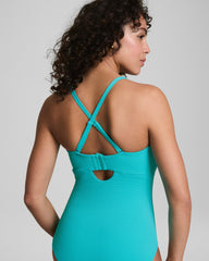 SPANXshape™ Swim Convertible Pique Bandeau One-Piece Juniper