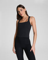 SPANX® Get Moving Square Neck Shelf Tank Very Black