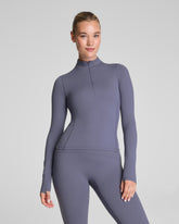 SPANX® Get Moving Brushed Contour Half Zip Pewter