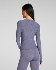 SPANX® SoftStretch Contour Mockneck Long Sleeve Top Pewter Heather