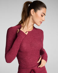 SPANX® SoftStretch Contour Mockneck Long Sleeve Top Red Merlot Heather