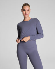 SPANX® Outpace Cropped Long Sleeve Top Pewter