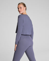 SPANX® Outpace Cropped Long Sleeve Top Pewter