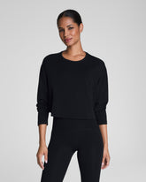 SPANX® Outpace Cropped Long Sleeve Top Very Black