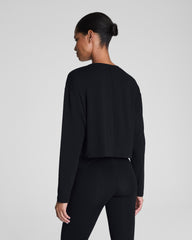 SPANX® Outpace Cropped Long Sleeve Top Very Black