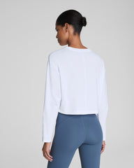 SPANX® Outpace Cropped Long Sleeve Top Vivid White