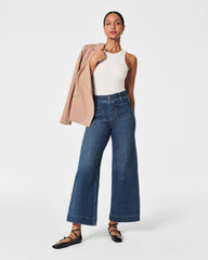 SPANXshape™ Original EveryWear Cropped Wide Leg Jeans with Patch Pockets Shaded Blue