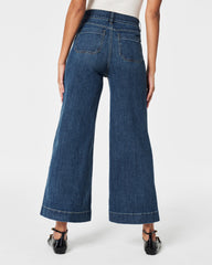 SPANXshape™ Original EveryWear Cropped Wide Leg Jeans with Patch Pockets Shaded Blue