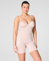 SPANXshape™ Suit Your Fancy Strapless Cupped Mid-Thigh Bodysuit  Champagne Beige