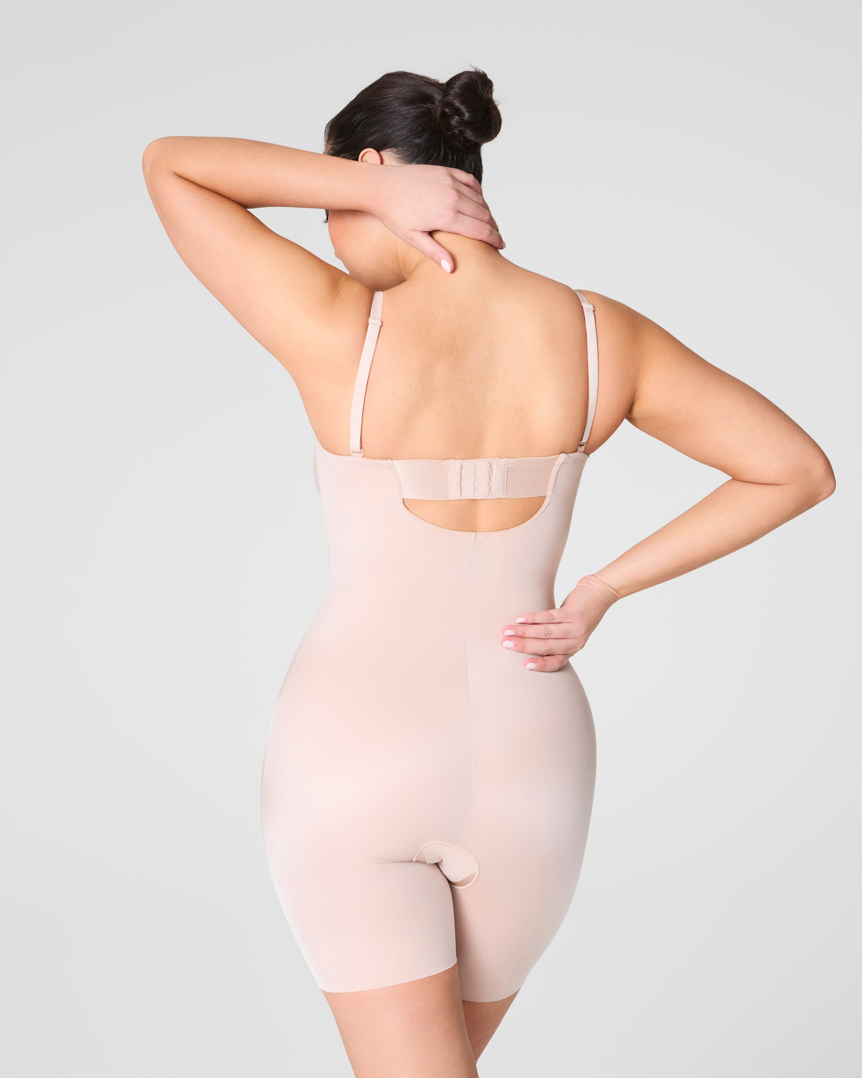 SPANXshape™ Suit Your Fancy Strapless Cupped Mid-Thigh Bodysuit  Champagne Beige