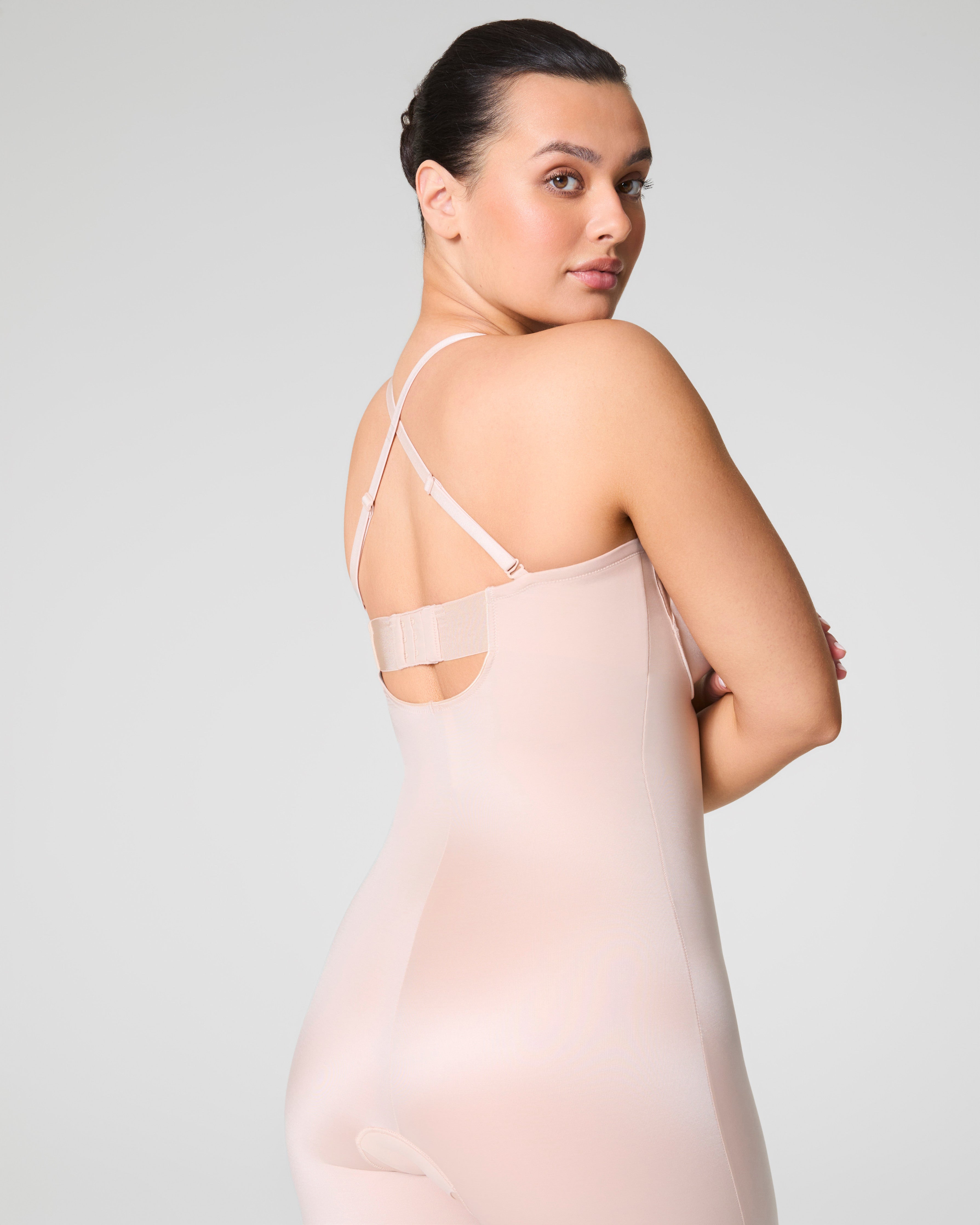 SPANXshape™ Suit Your Fancy Strapless Cupped Mid-Thigh Bodysuit  Champagne Beige