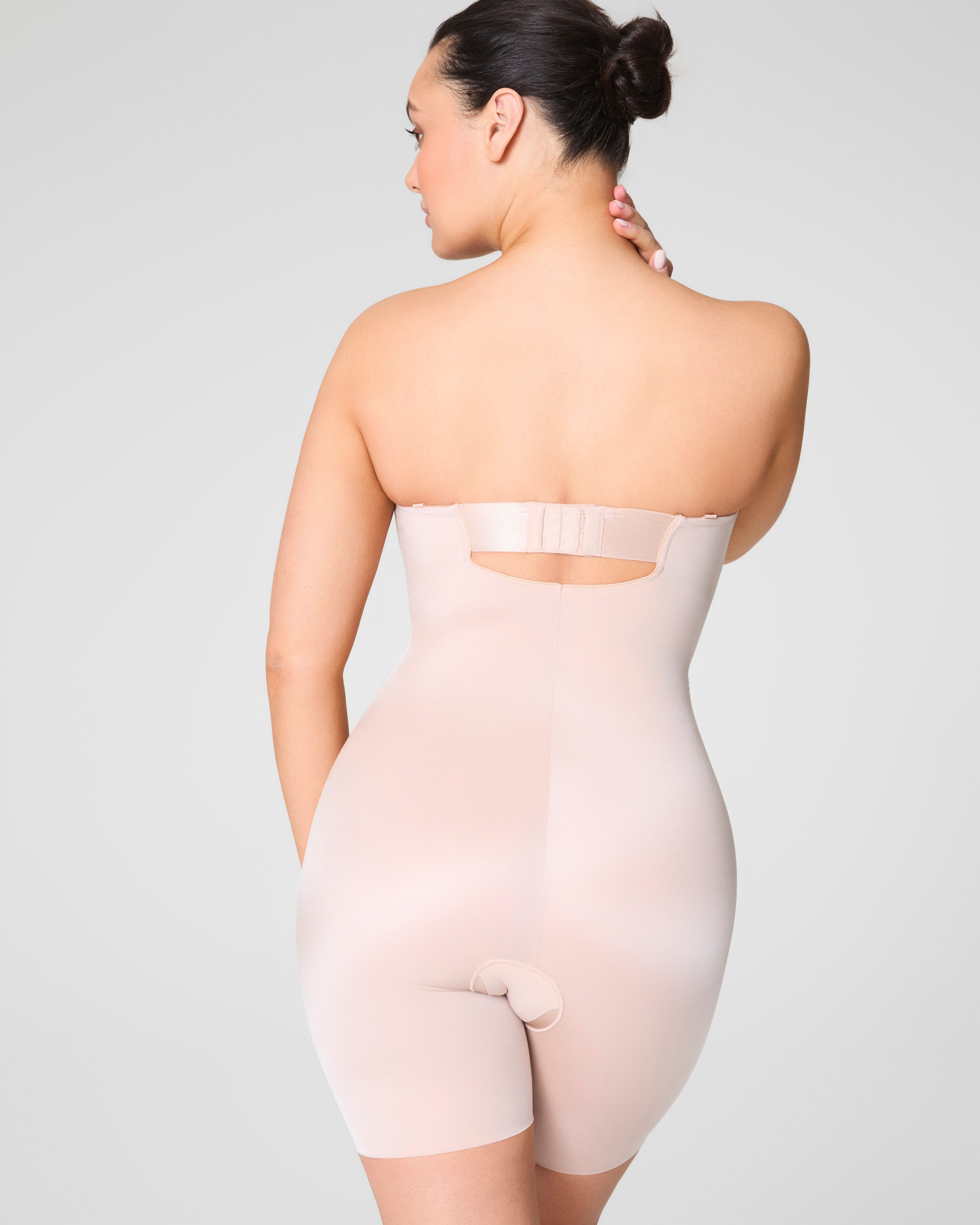 SPANXshape™ Suit Your Fancy Strapless Cupped Mid-Thigh Bodysuit  Champagne Beige