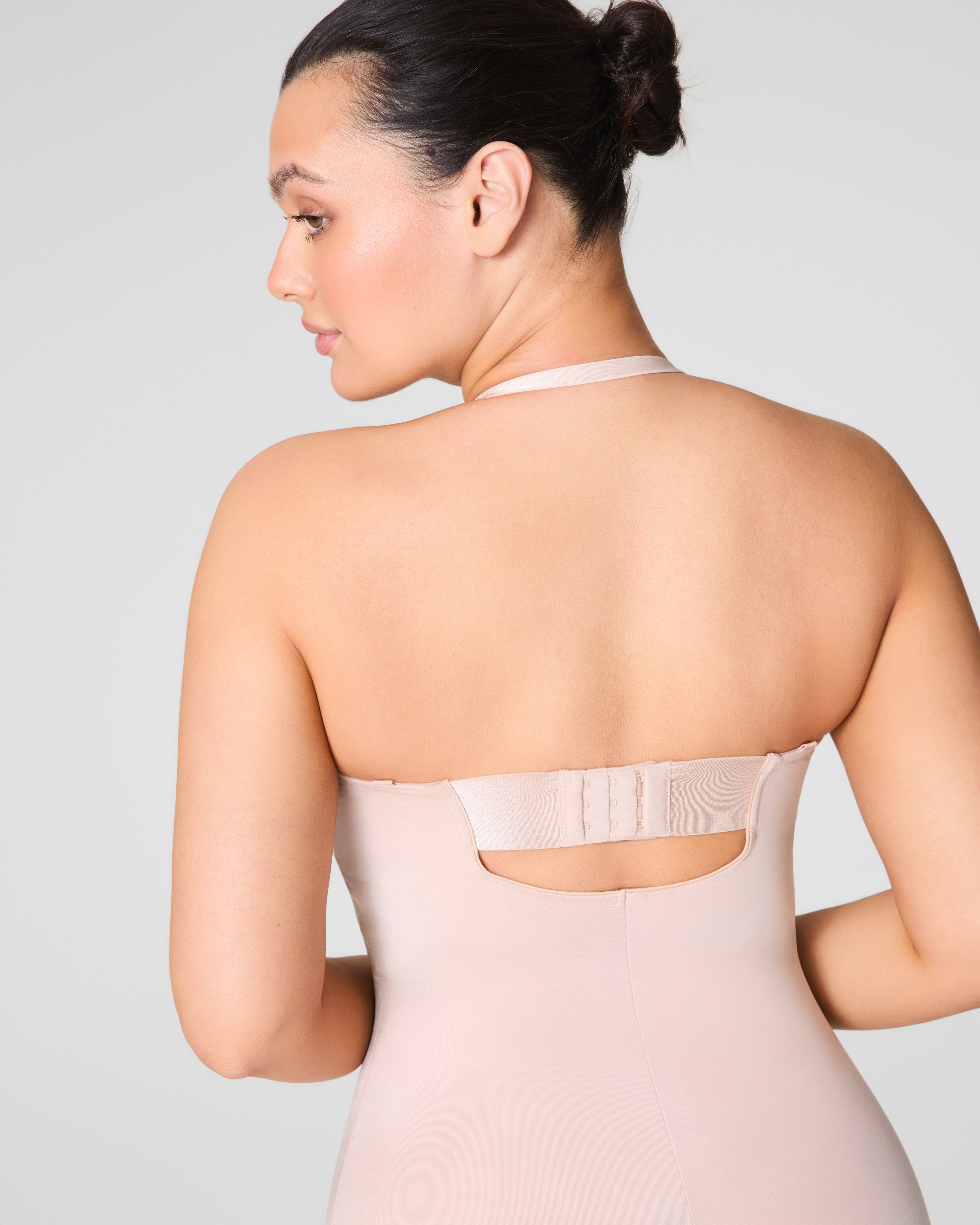 SPANXshape™ Suit Your Fancy Strapless Cupped Mid-Thigh Bodysuit  Champagne Beige
