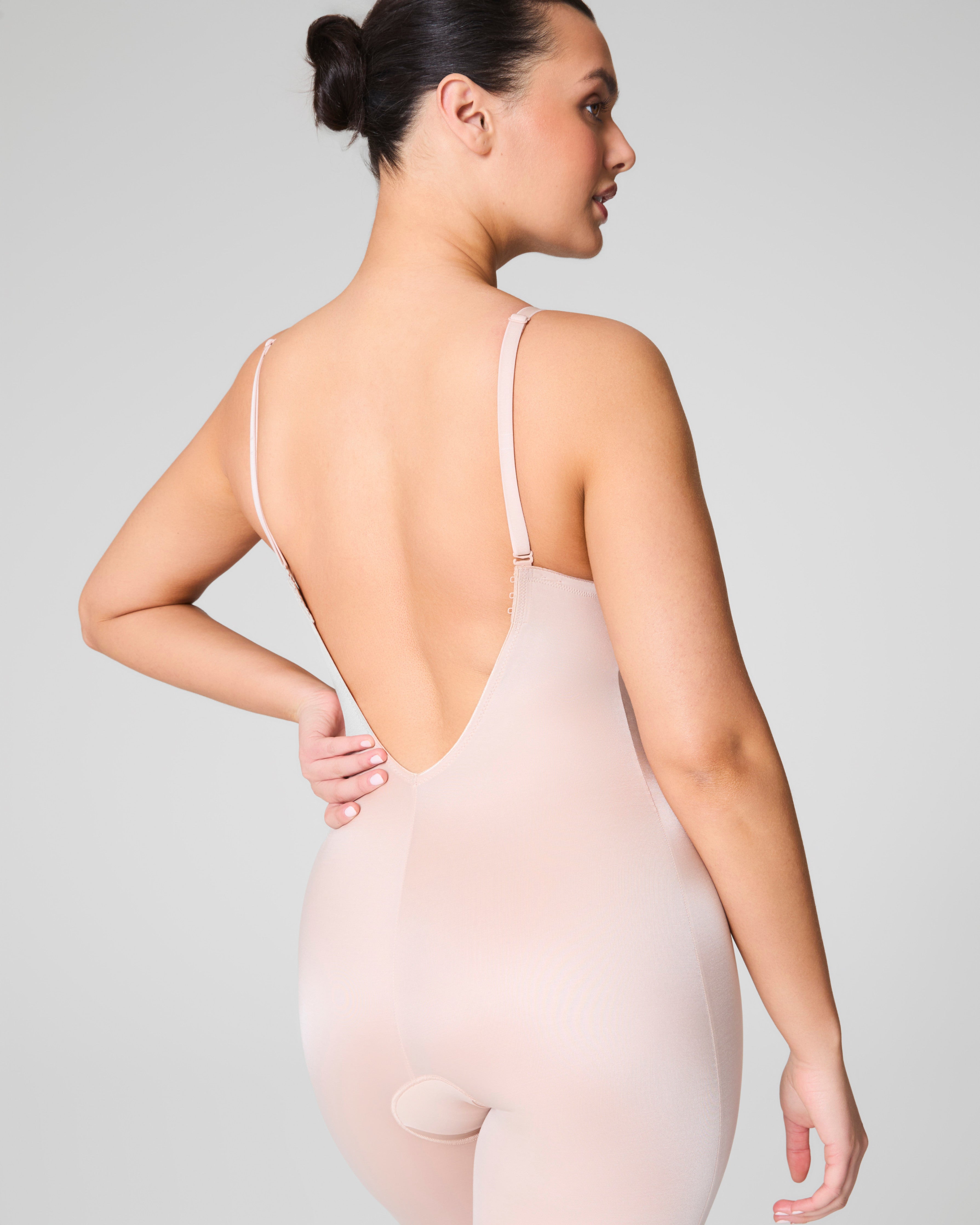 SPANXshape™ Suit Your Fancy Plunge Low-Back Mid-Thigh Bodysuit  Champagne Beige