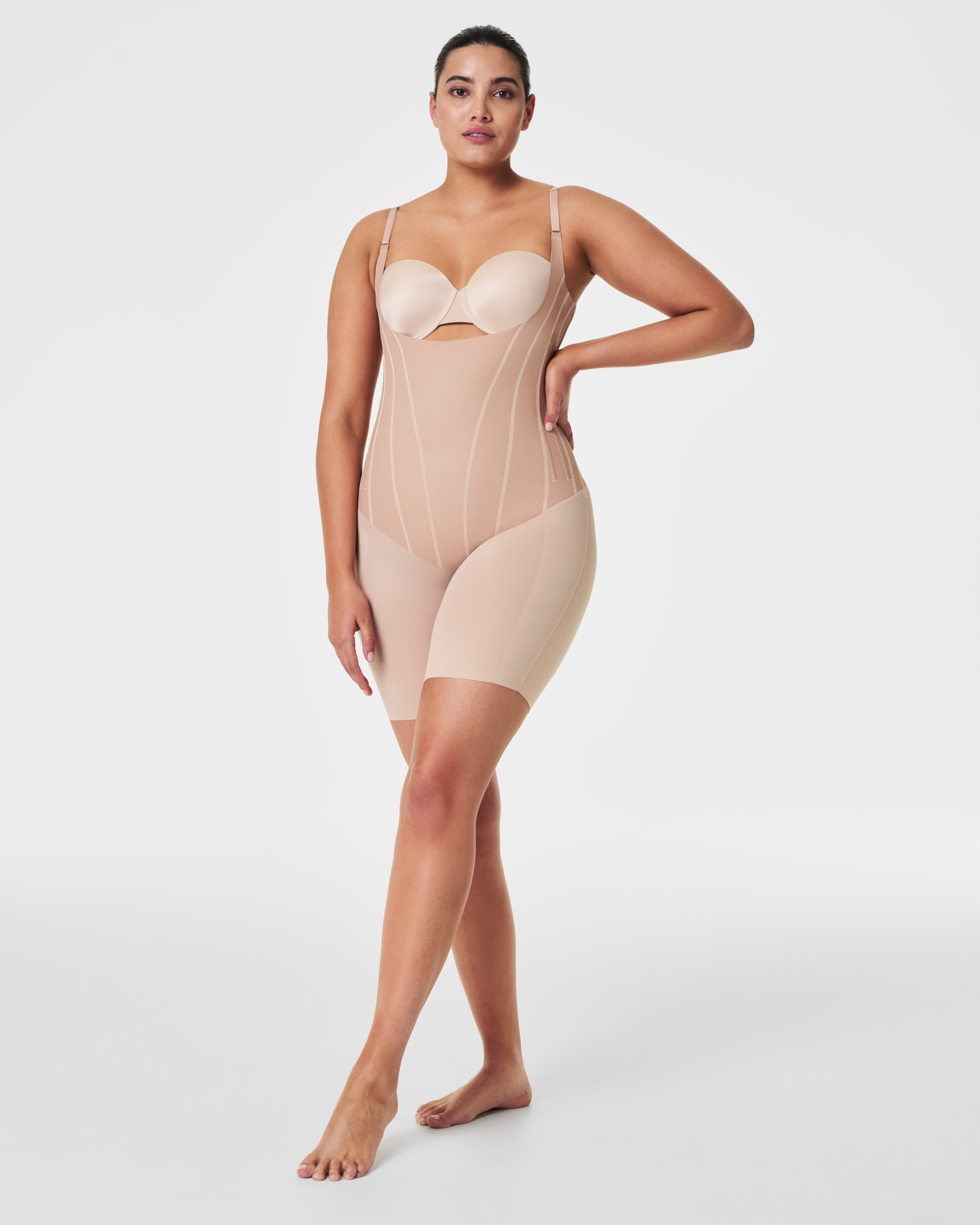 SPANXsupersculpt™ TotalContour Open-Bust Mid-Thigh Bodysuit  Natural Bronze