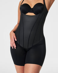SPANXsupersculpt™ TotalContour Open-Bust Mid-Thigh Bodysuit  Very Black