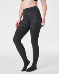 SPANXshape™ Rib Knit Shorty Tights  Charcoal Heather Cozy Rib
