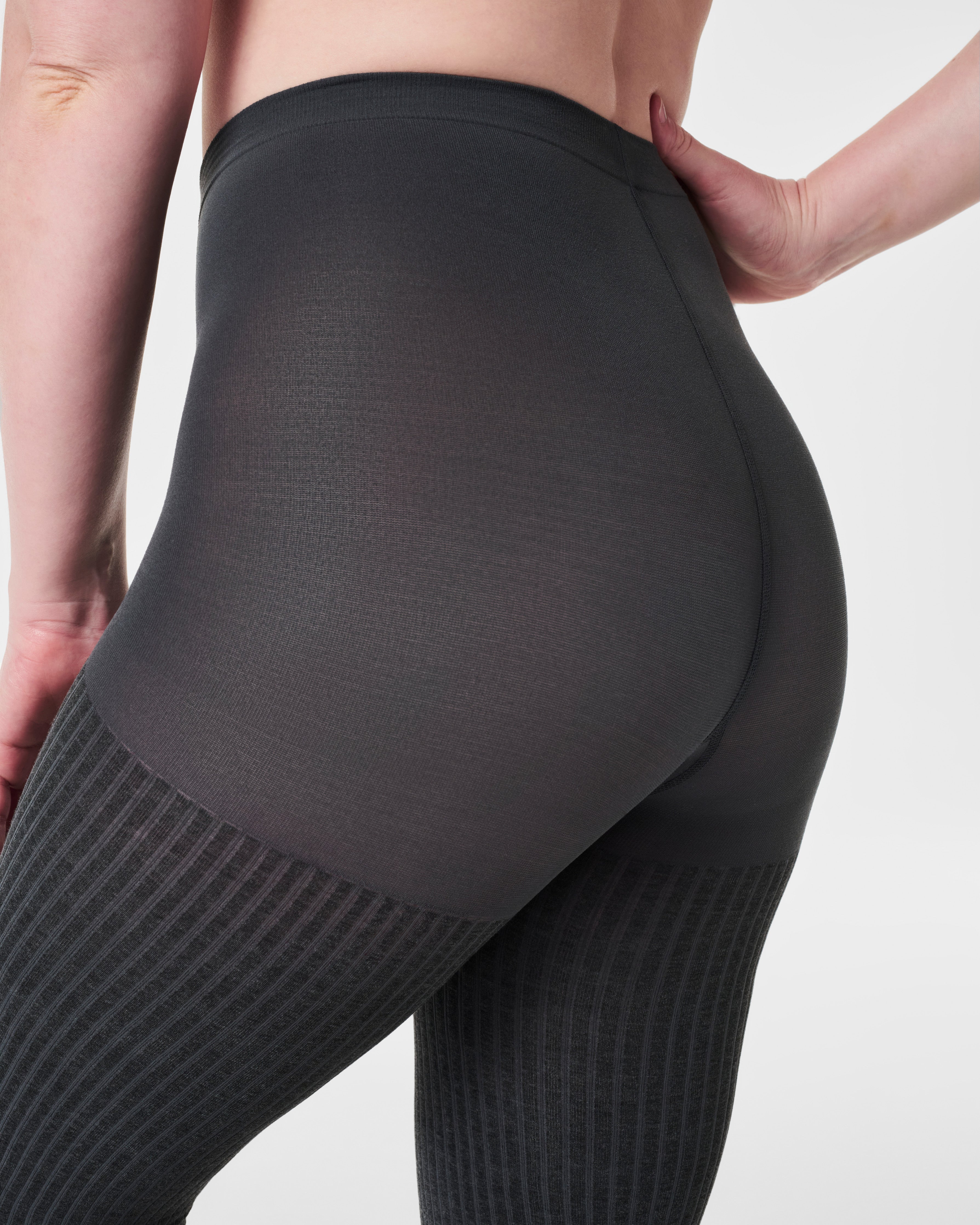 SPANXshape™ Rib Knit Shorty Tights  Charcoal Heather Cozy Rib