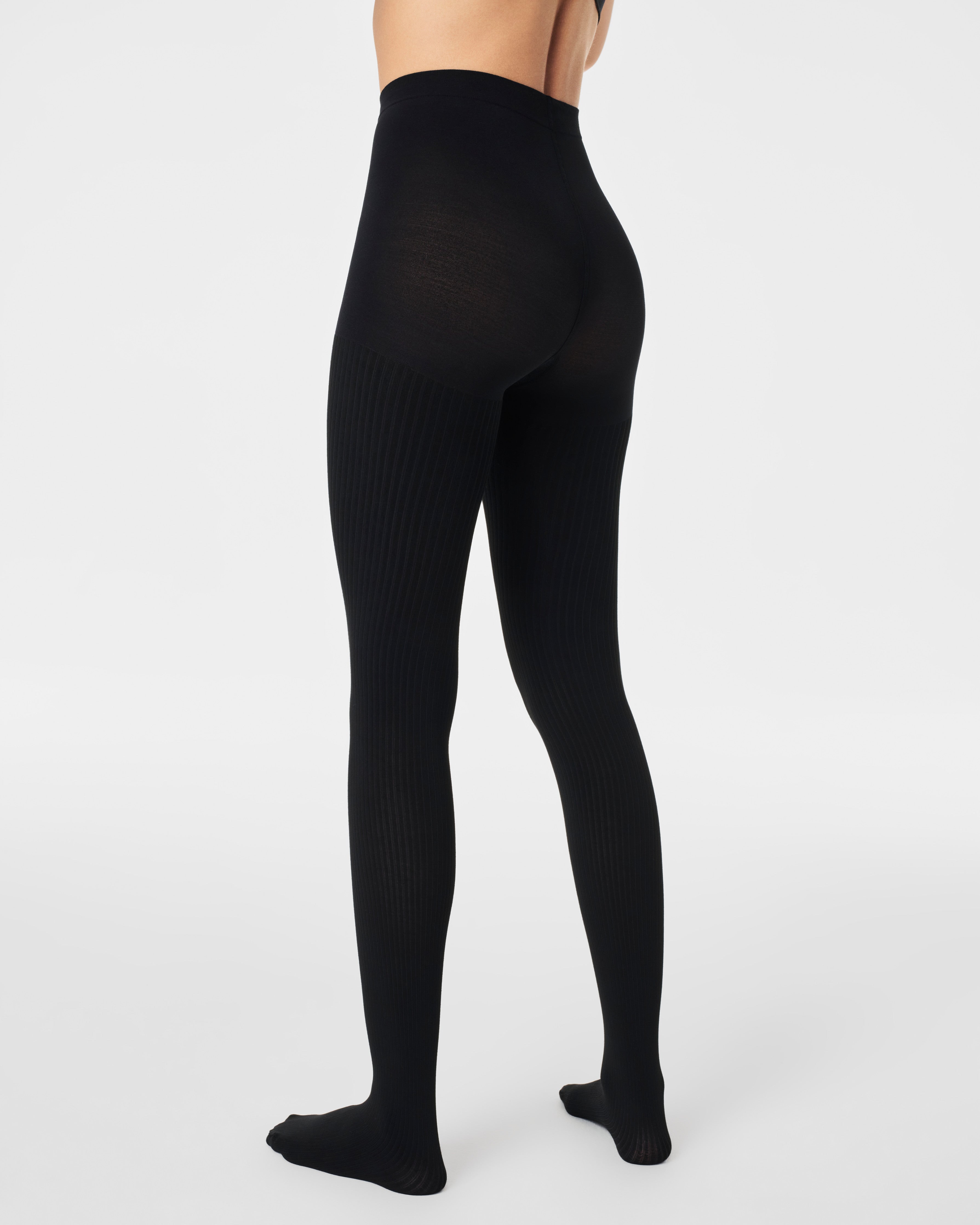 SPANXshape™ Rib Knit Shorty Tights  Very Black