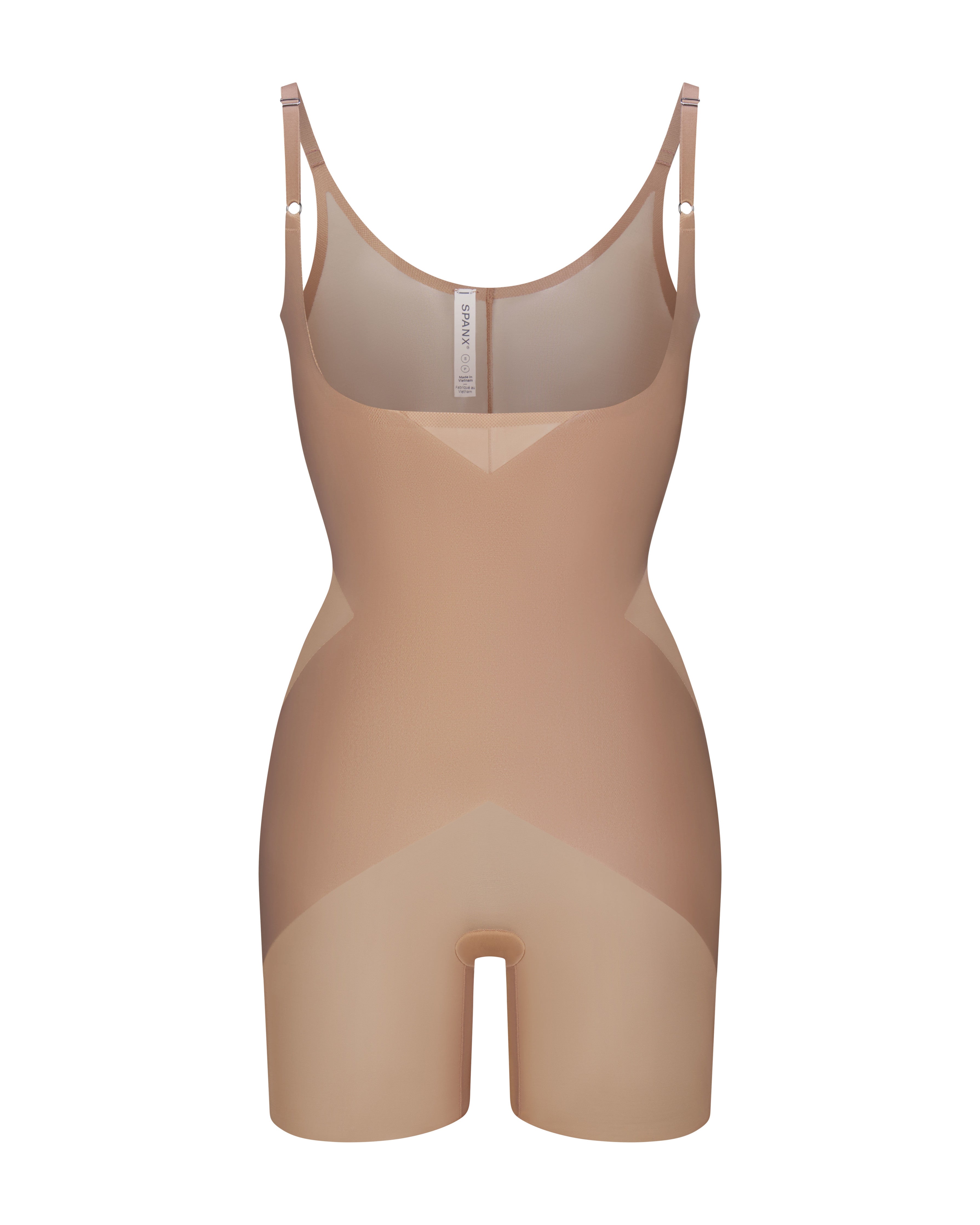 SPANXshape™ Satin-X™ Open-Bust Mid-Thigh Bodysuit  Cafe Au Lait