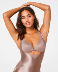 SPANXshape™ Satin-X™ Open-Bust Mid-Thigh Bodysuit  Cafe Au Lait