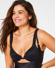 SPANXshape™ Satin-X™ Open-Bust Mid-Thigh Bodysuit  Very Black