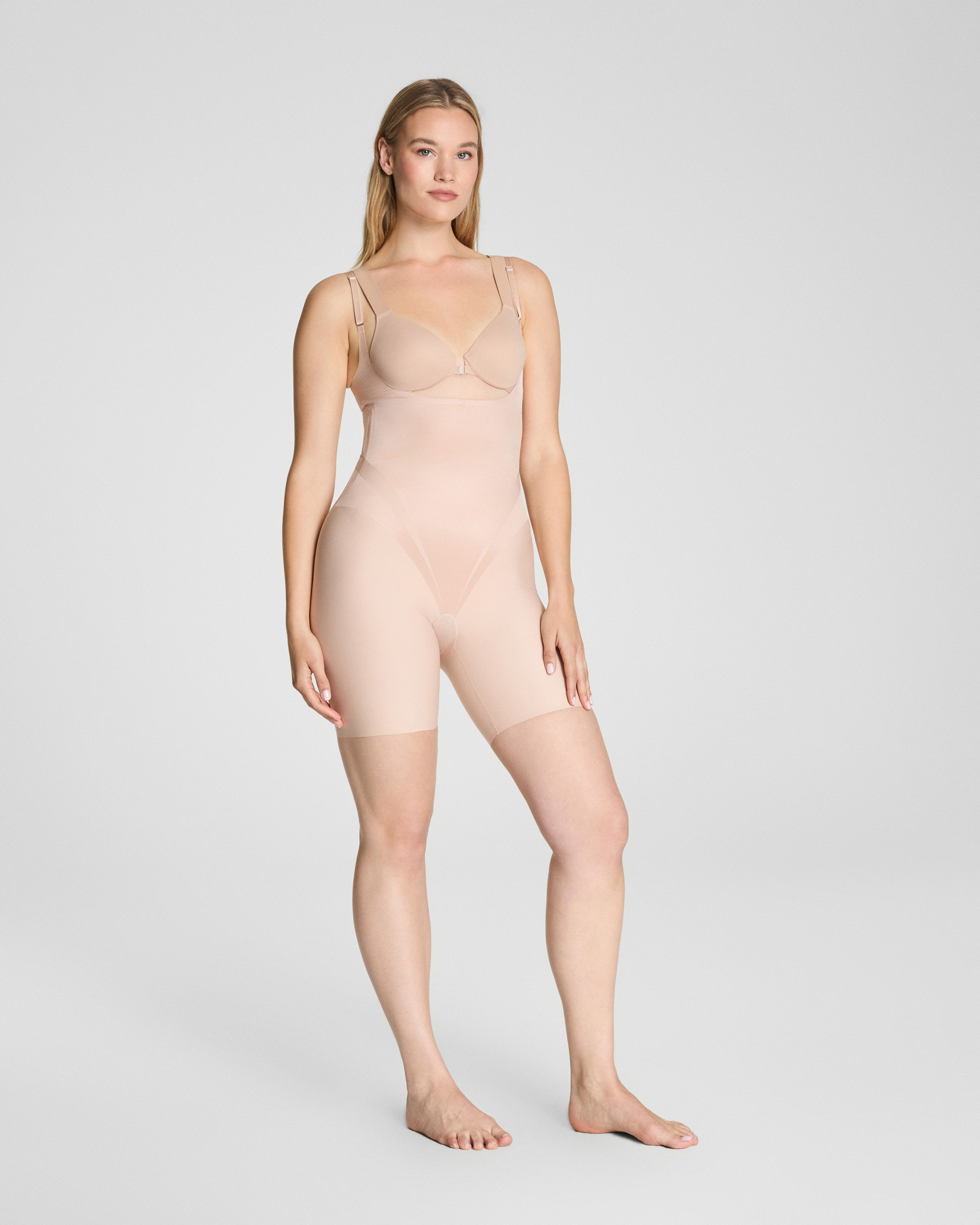 SPANXsupersculpt™ Transform Open-Bust Mid-Thigh Bodysuit  Champagne Beige