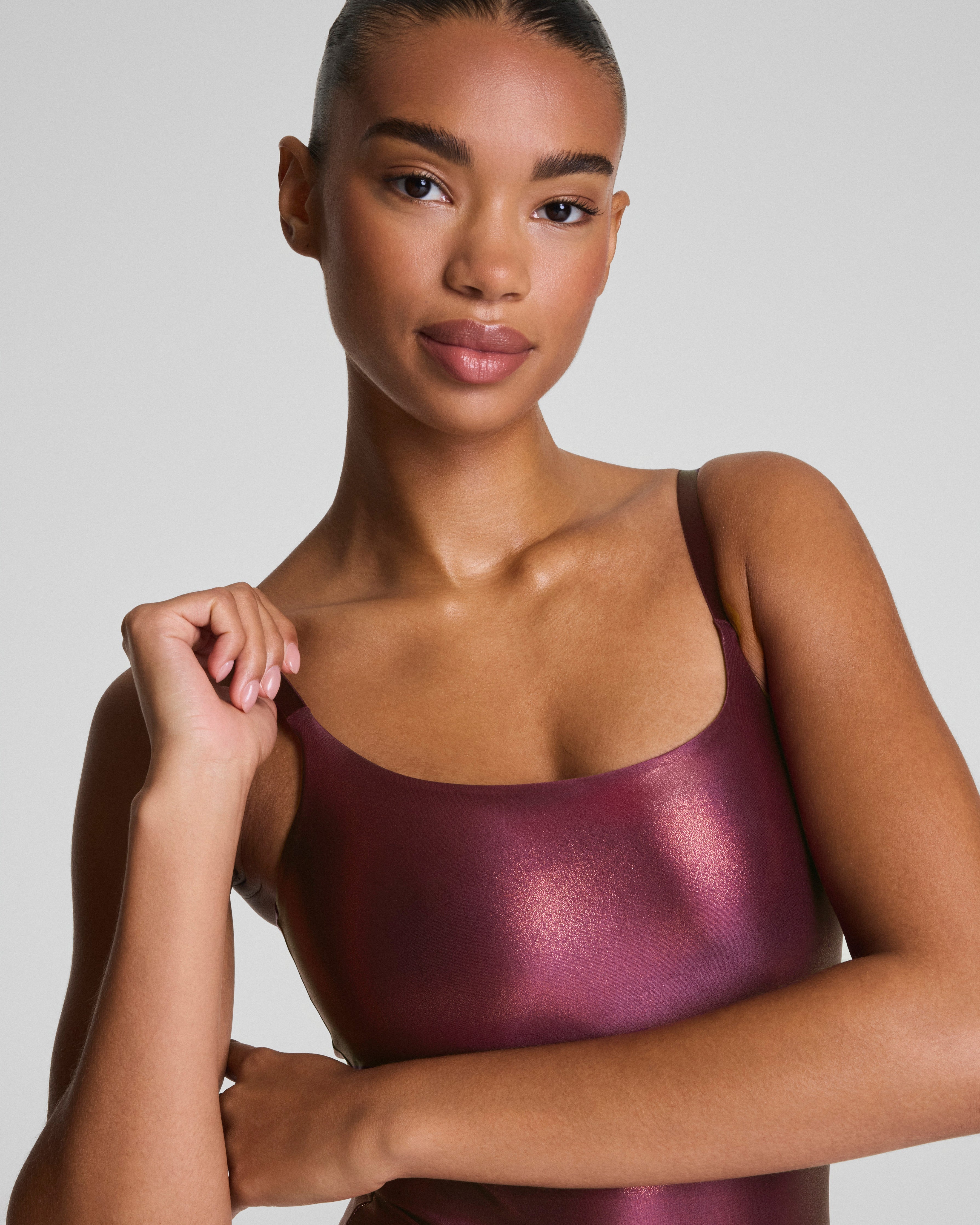 SPANXshape™ LuxeShine Cami Thong Bodysuit  Plum Berry Shimmer