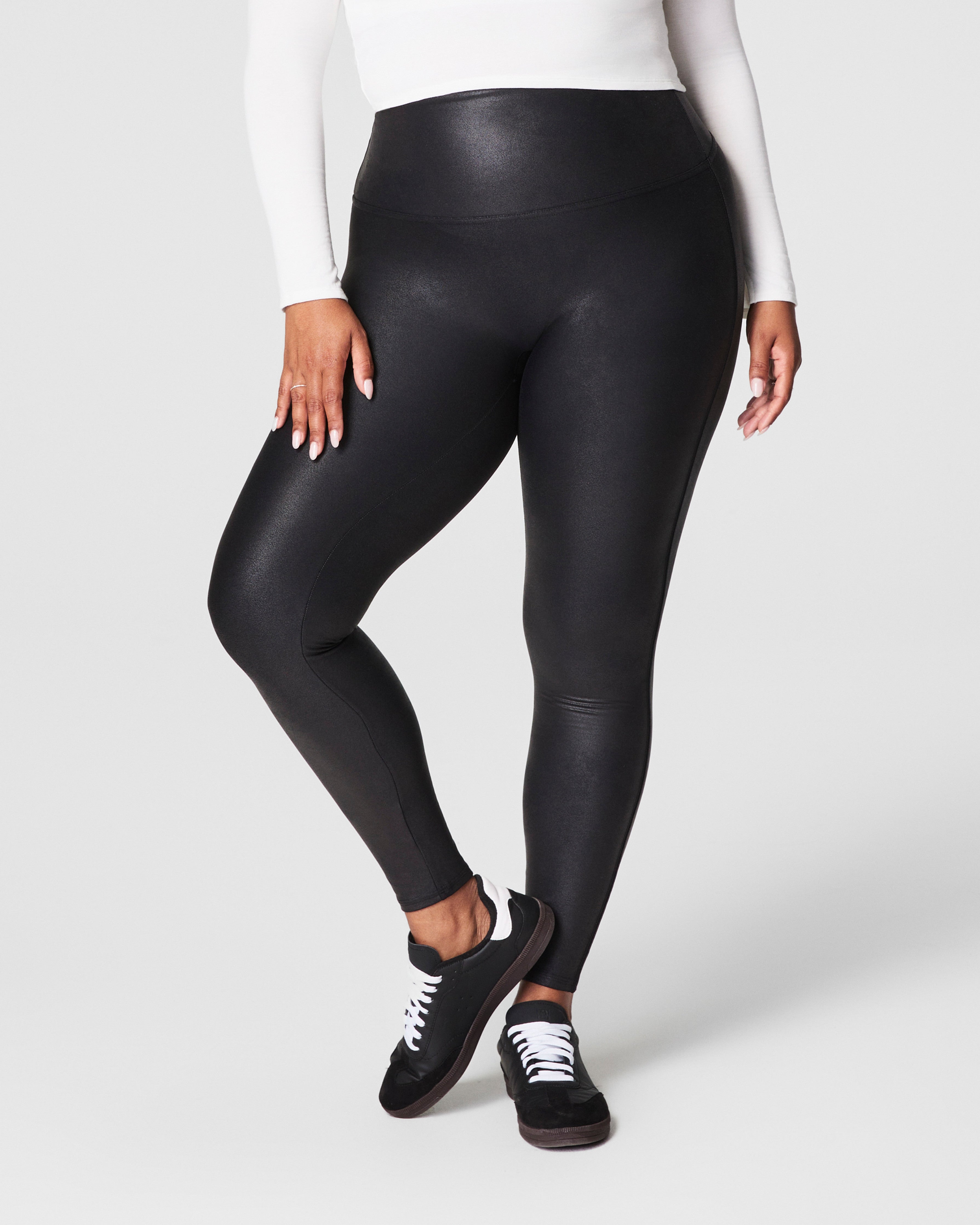 SPANXshape™ Faux Leather Fleece Lined Leggings  Black