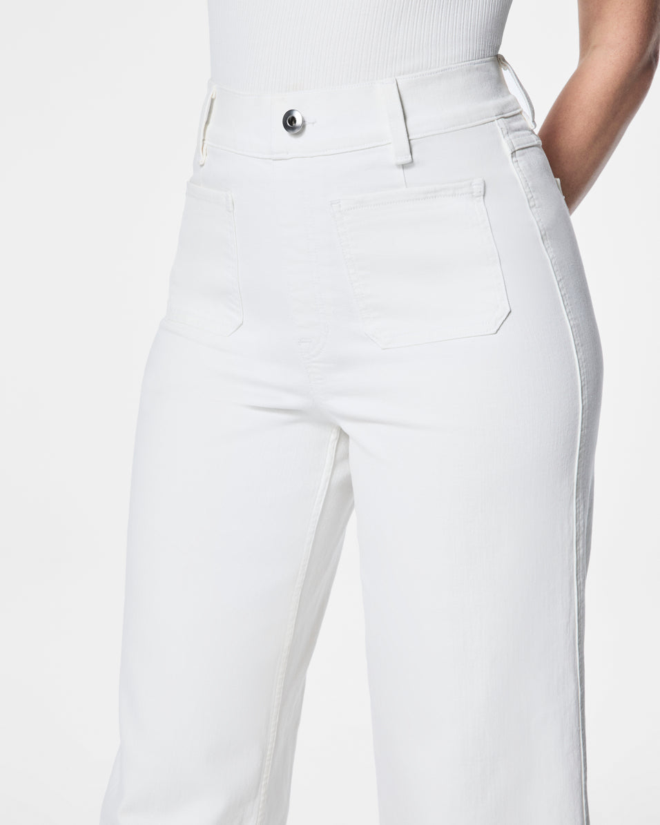 SPANXshape™ Original EveryWear Cropped Wide Leg Jeans with Patch Pockets  White