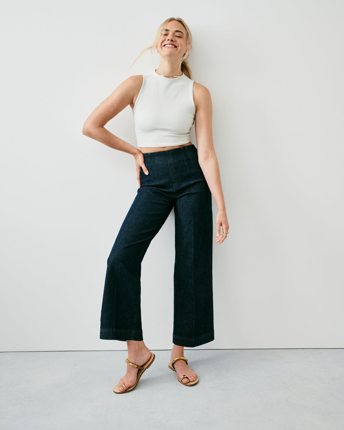 SPANXshape™ Original EveryWear Zero Waistband Cropped Wide Leg Jeans  Raw Indigo