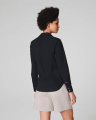 SPANX® Poplin No-Gape Tailored Shirt  Classic Black