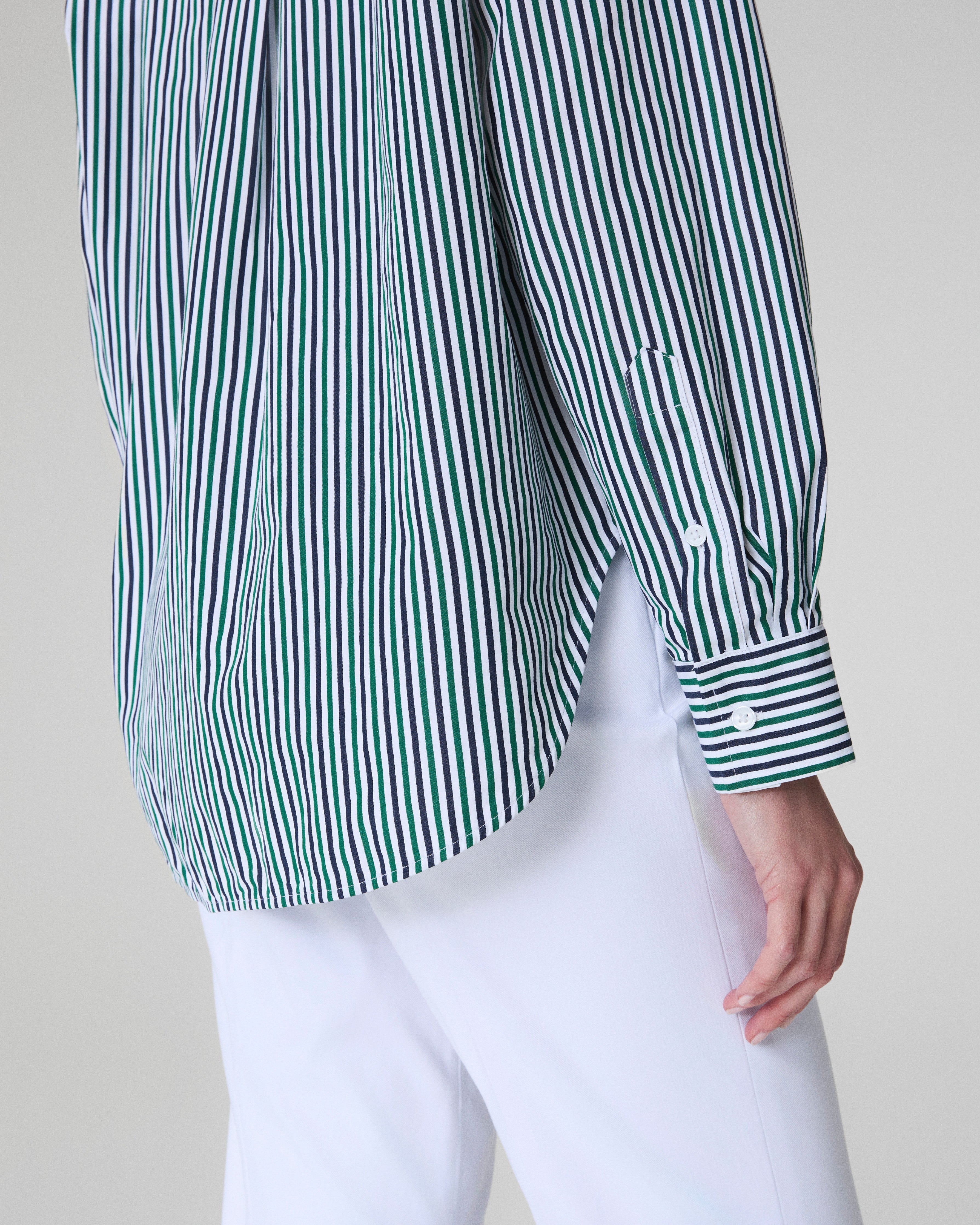 SPANX® Poplin Oversized Button-Up Shirt  Classic White/Timeless Navy/Ivy