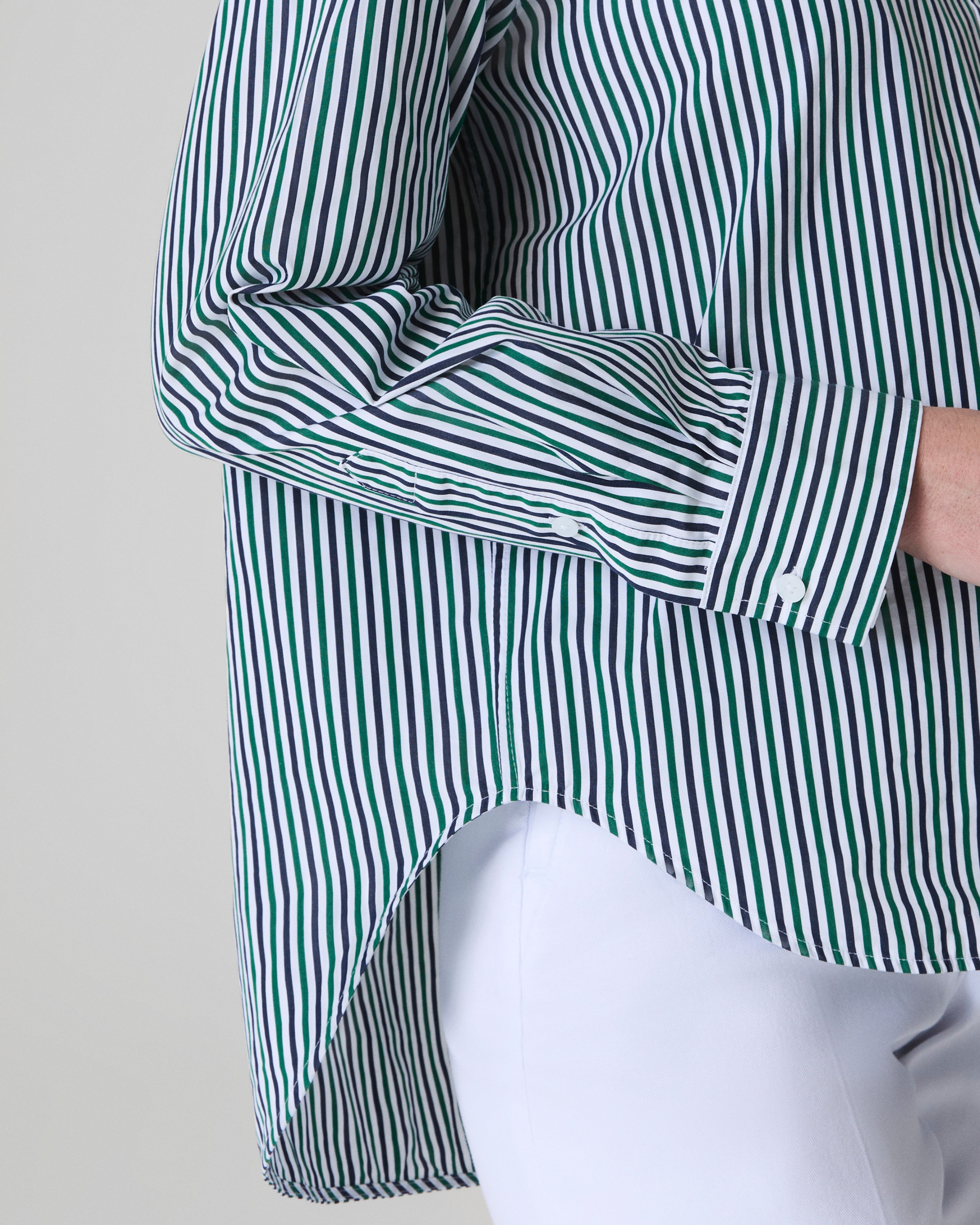 SPANX® Poplin Oversized Button-Up Shirt  Classic White/Timeless Navy/Ivy