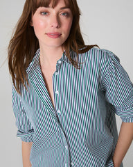 SPANX® Poplin Oversized Button-Up Shirt  Classic White/Timeless Navy/Ivy