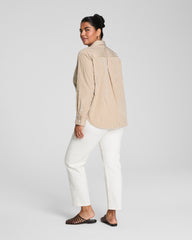 SPANX® Poplin Oversized Button-Up Shirt  Porcelain/Flax
