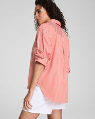 SPANX® Poplin Oversized Button-Up Shirt  Porcelain/Poppy