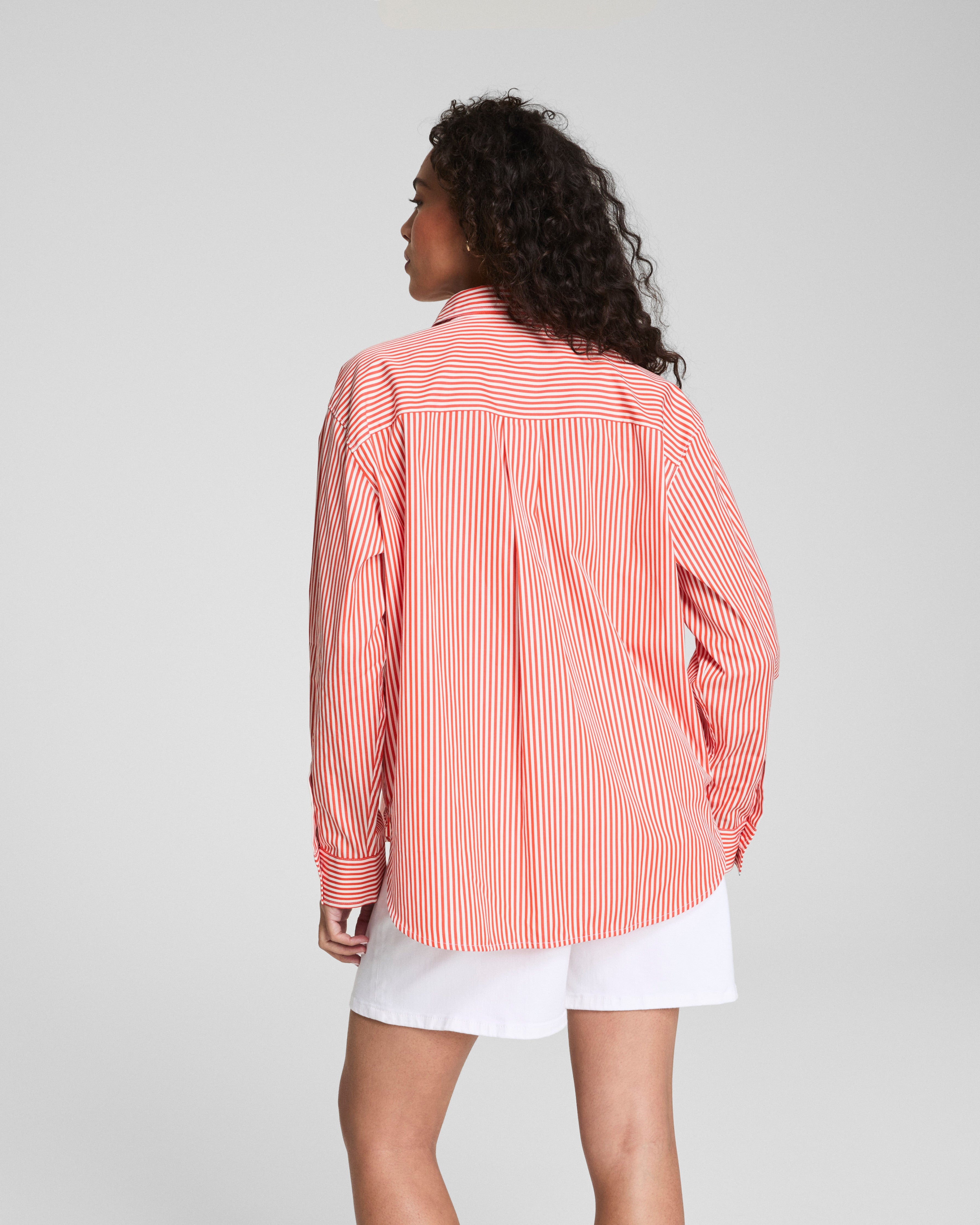 SPANX® Poplin Oversized Button-Up Shirt  Porcelain/Poppy