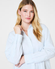 SPANX® Poplin Oversized Button-Up Shirt  Classic White/Sky