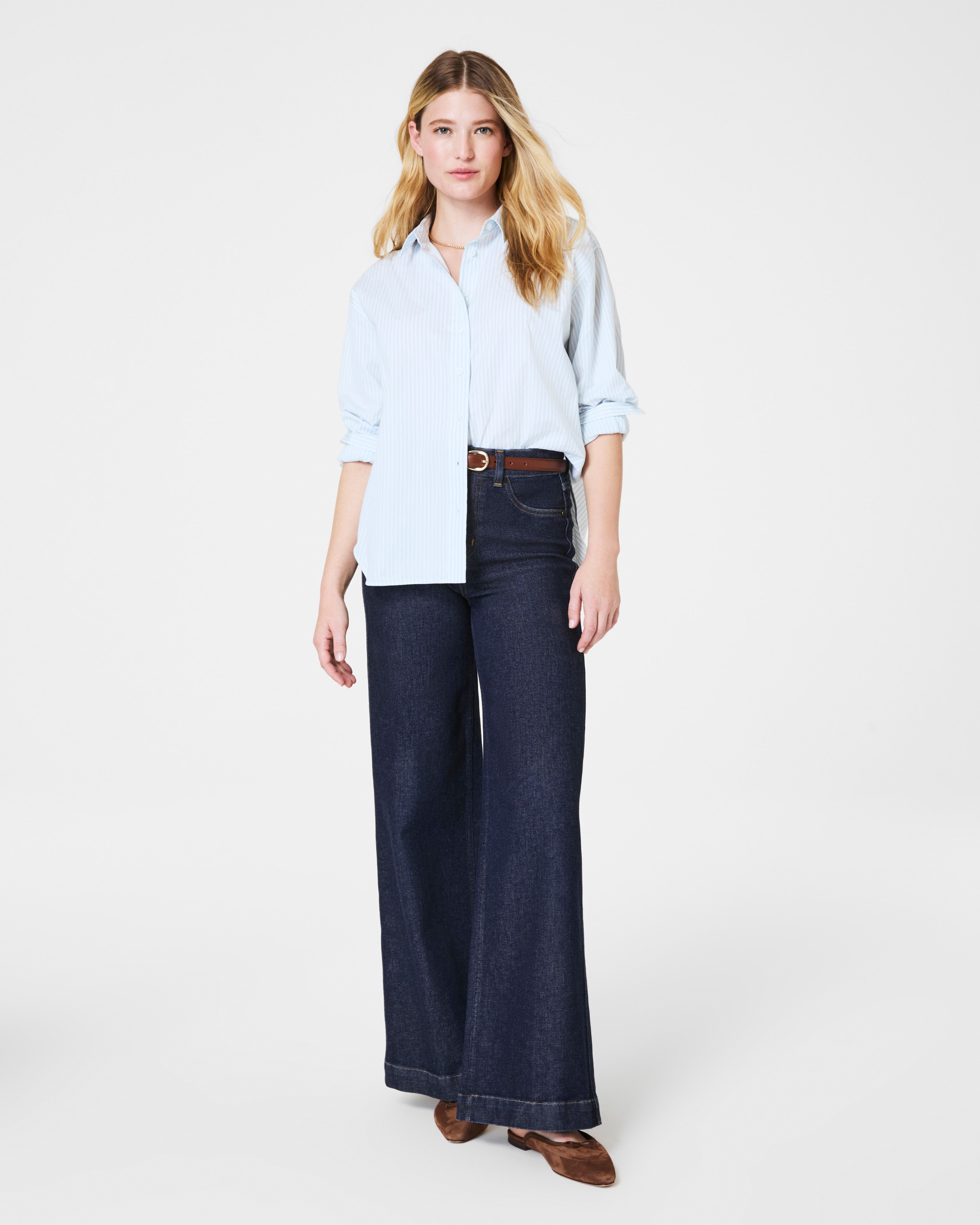 SPANX® Poplin Oversized Button-Up Shirt  Classic White/Sky