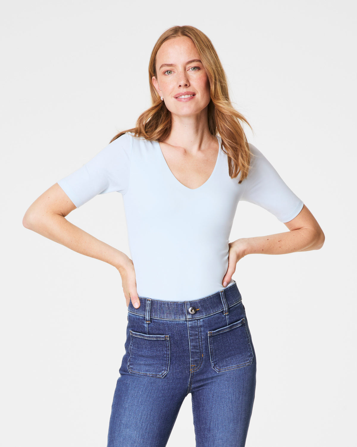 SPANXsmooth™ Jersey V-Neck Tee  Sky