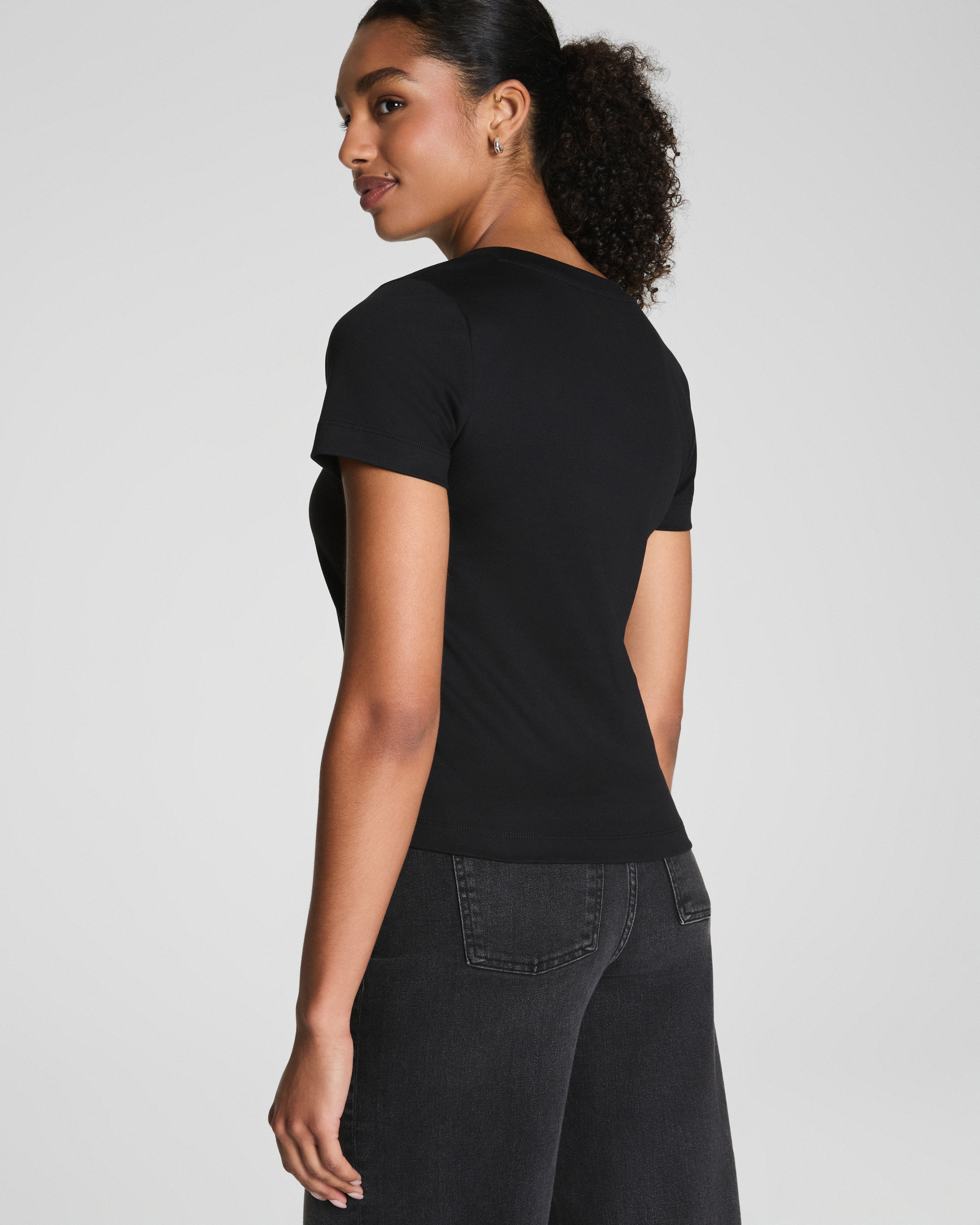 SPANX® Cotton V-Neck Tee  Classic Black
